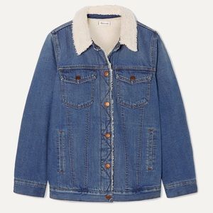 Madewell Faux Shearling Trim Oversize Denim Jacket